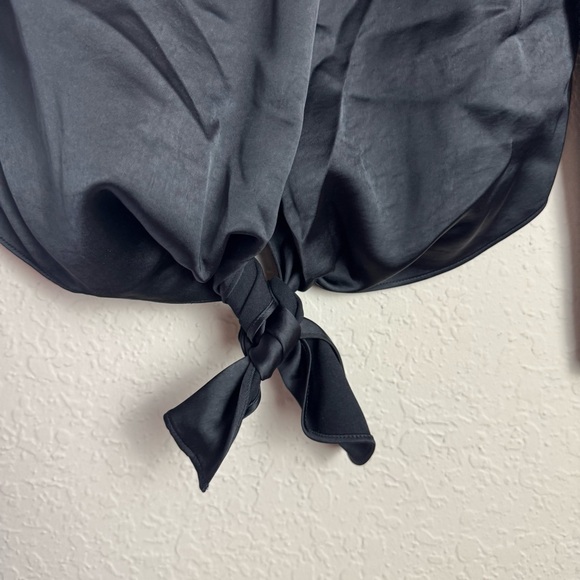 CAbi Black Crosstie Top Satin Front Ribbed Back Mixed Media Style 4288 - Picture 4 of 6